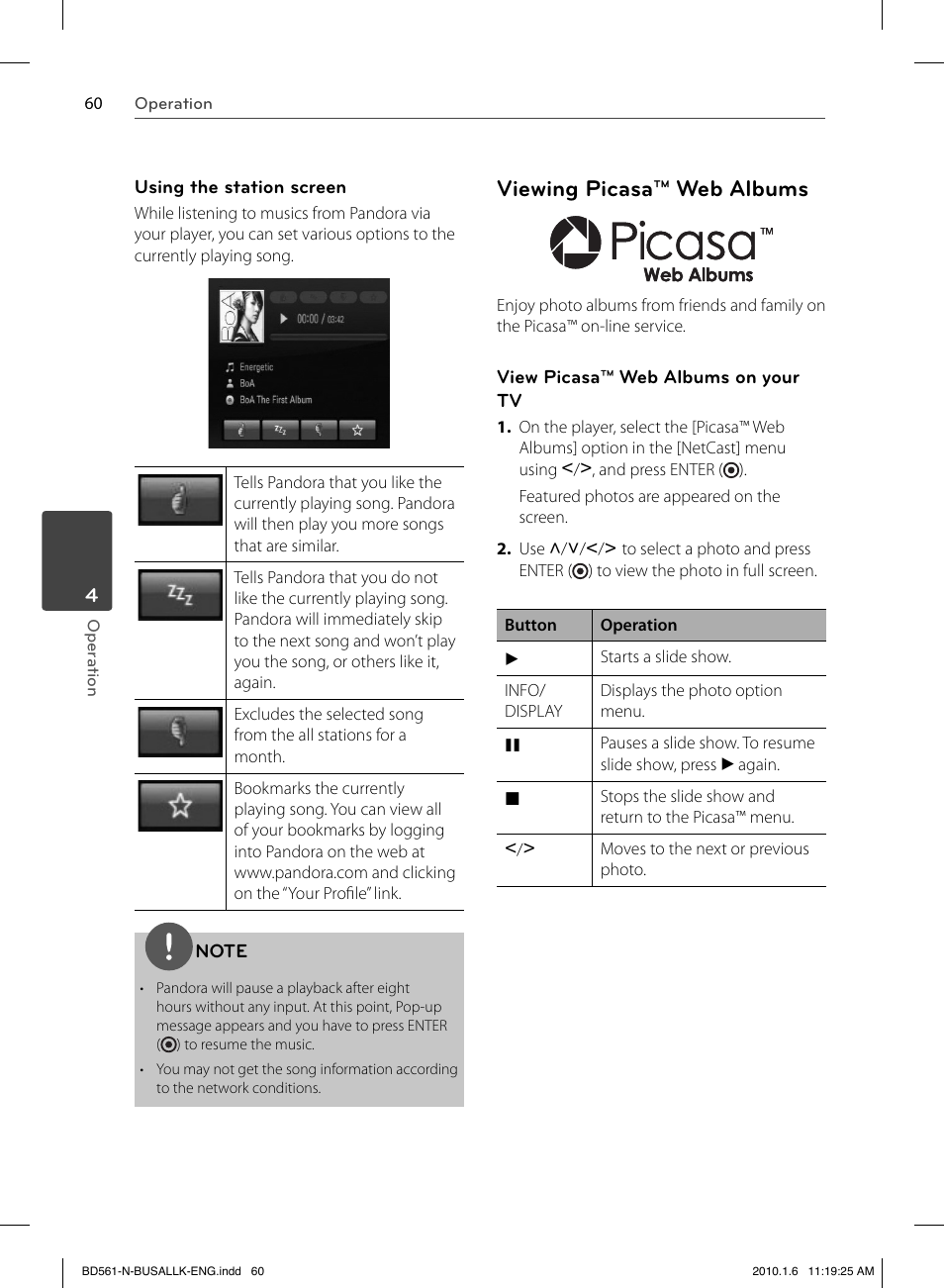 Viewing picasa™ web albums | LG BD550 User Manual | Page 60 / 84