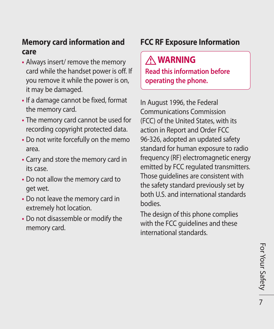 Warning | LG TE365 User Manual | Page 11 / 107