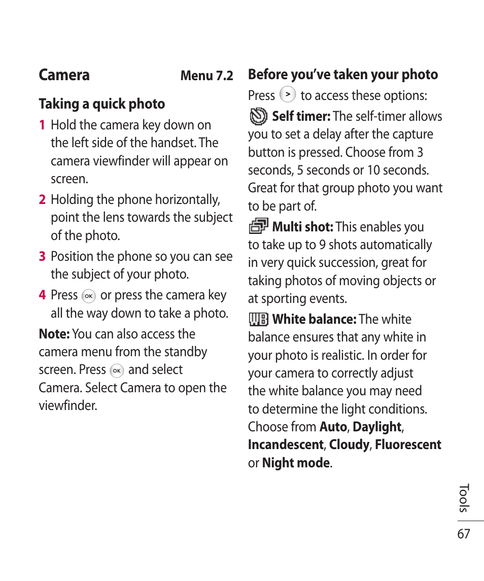 Camera | LG TE365 User Manual | Page 71 / 107