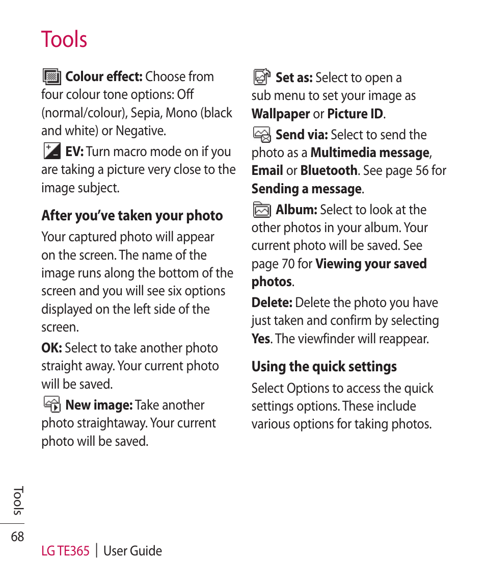 Tools | LG TE365 User Manual | Page 72 / 107