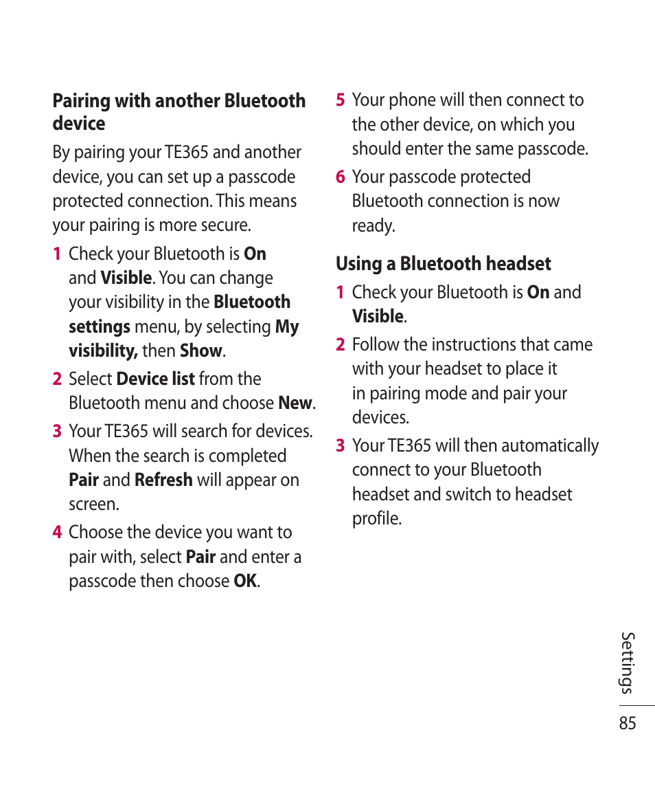 LG TE365 User Manual | Page 89 / 107