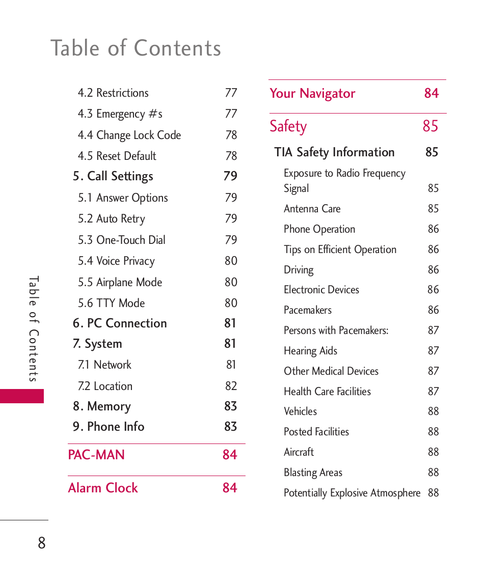 LG BANTER UX265G User Manual | Page 10 / 124