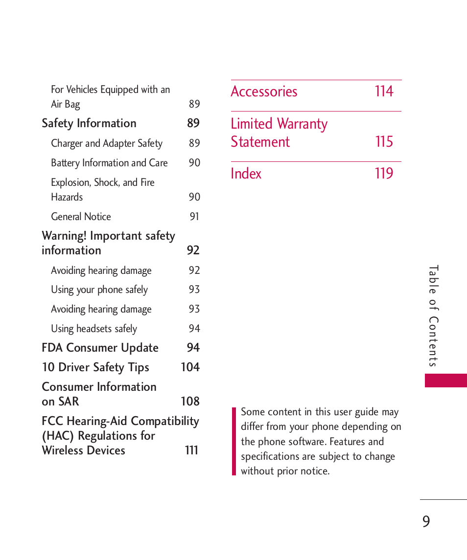 LG BANTER UX265G User Manual | Page 11 / 124