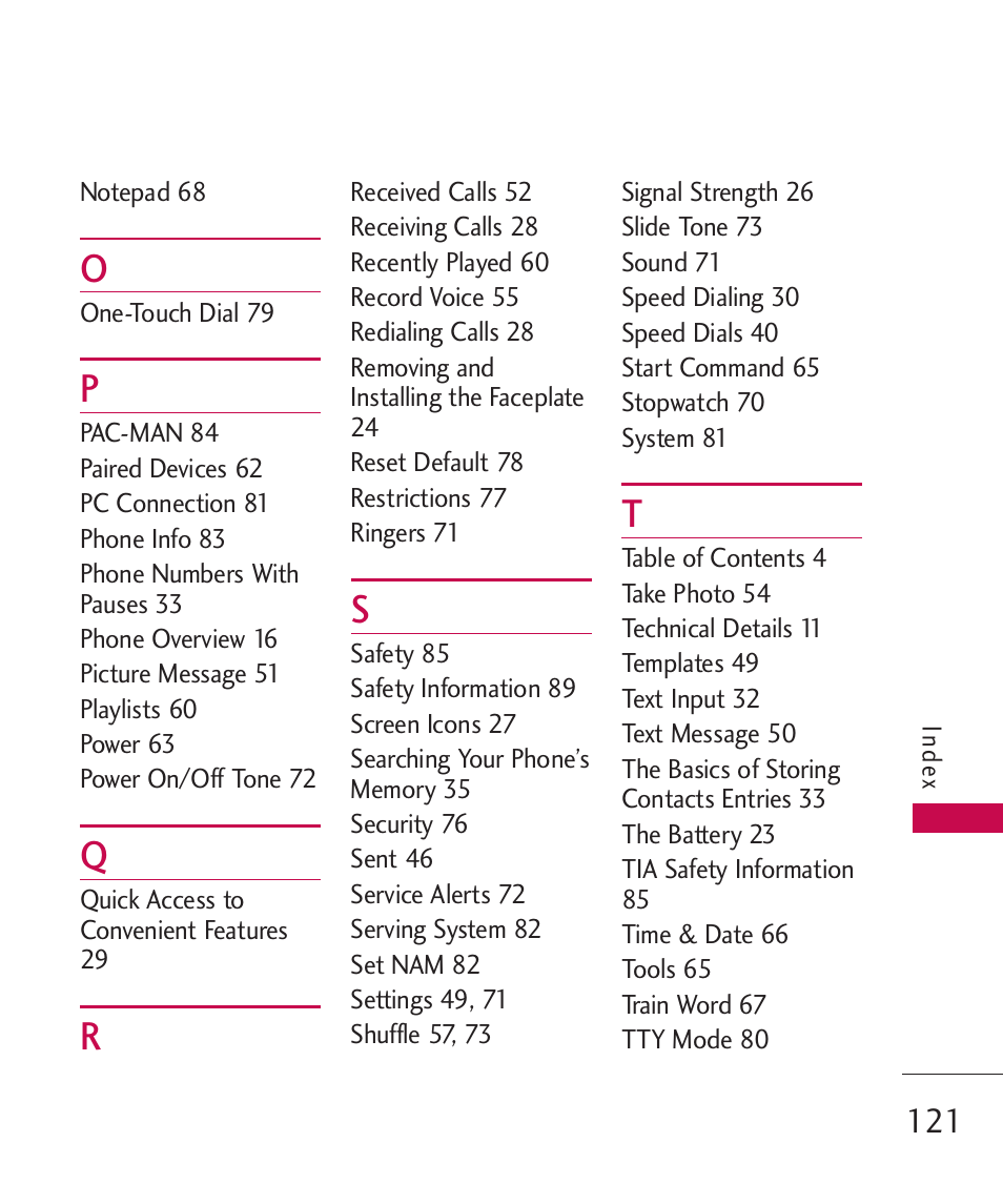 LG BANTER UX265G User Manual | Page 123 / 124