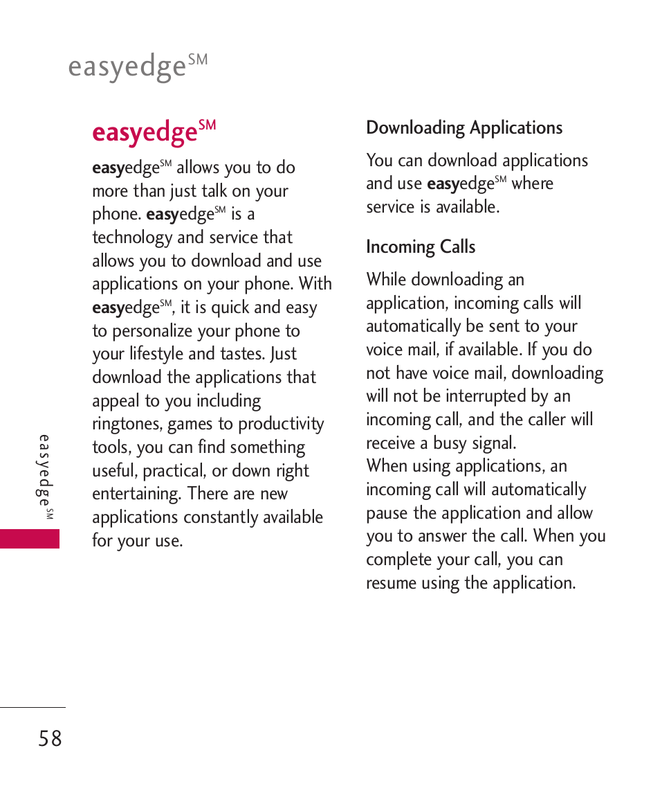 Easyedge, Easy edge | LG BANTER UX265G User Manual | Page 60 / 124