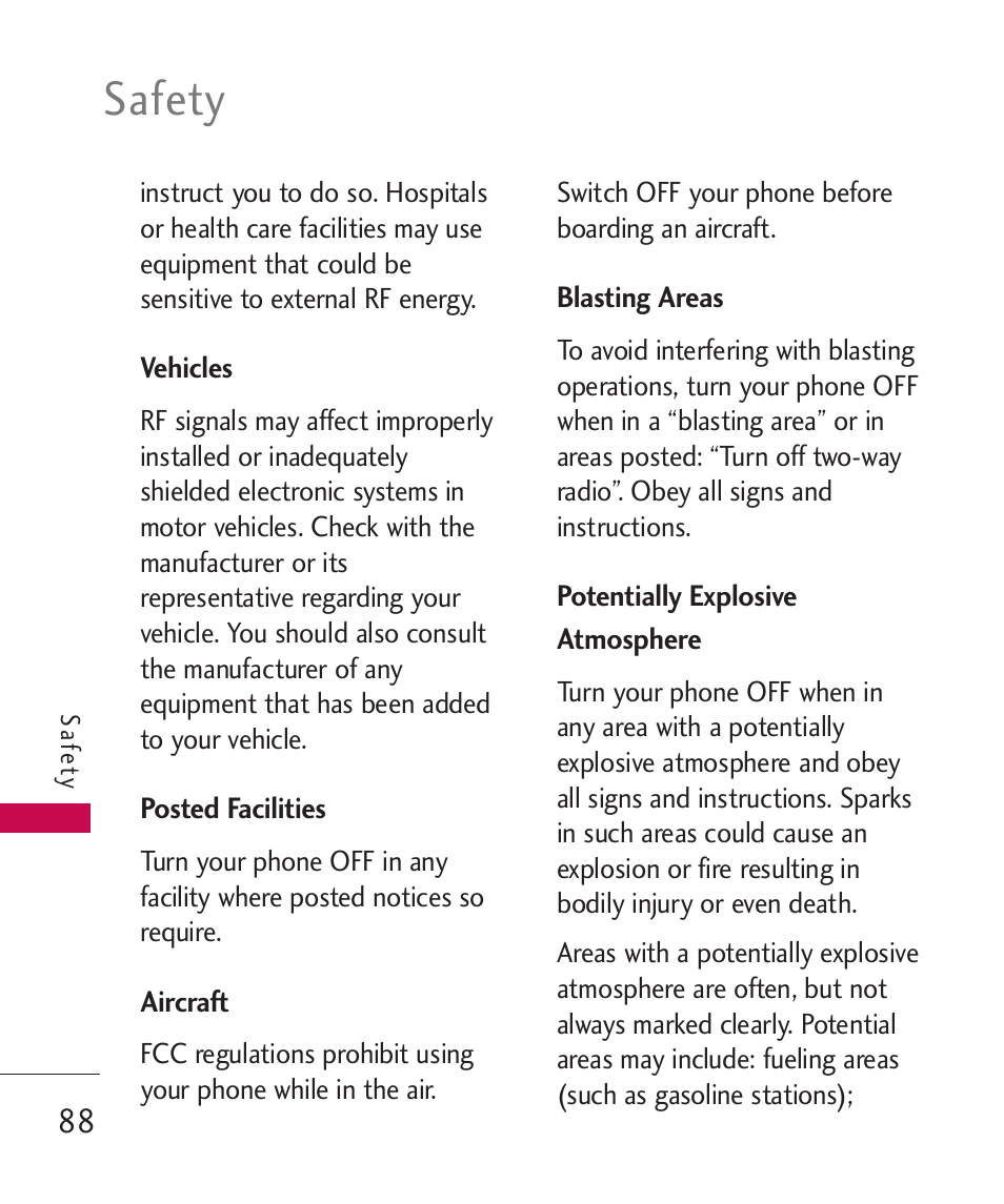 Safety | LG BANTER UX265G User Manual | Page 90 / 124