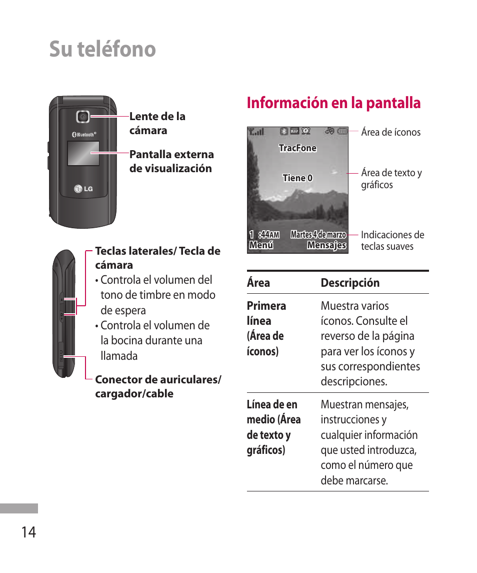 Su teléfono, Información en la pantalla | LG 600G User Manual | Page 110 / 204