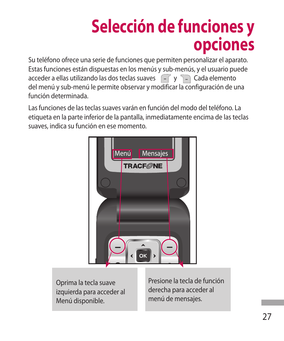 Selección de funciones y opciones | LG 600G User Manual | Page 123 / 204