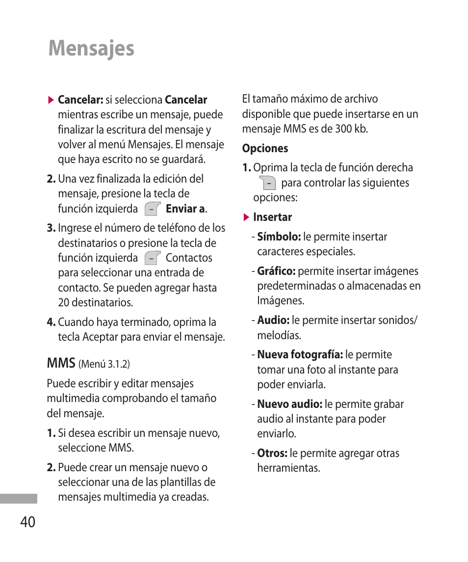 Mensajes | LG 600G User Manual | Page 136 / 204