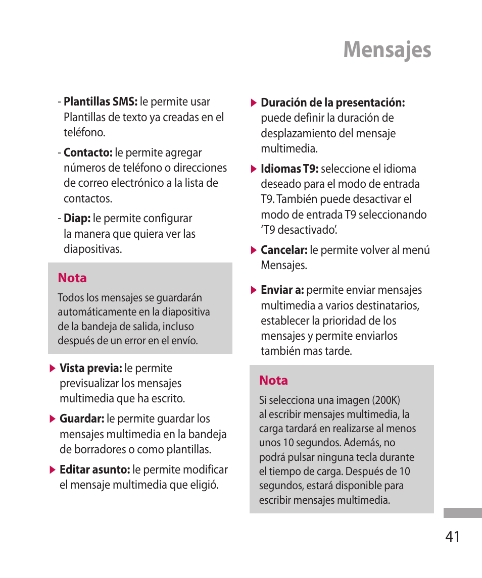 Mensajes | LG 600G User Manual | Page 137 / 204