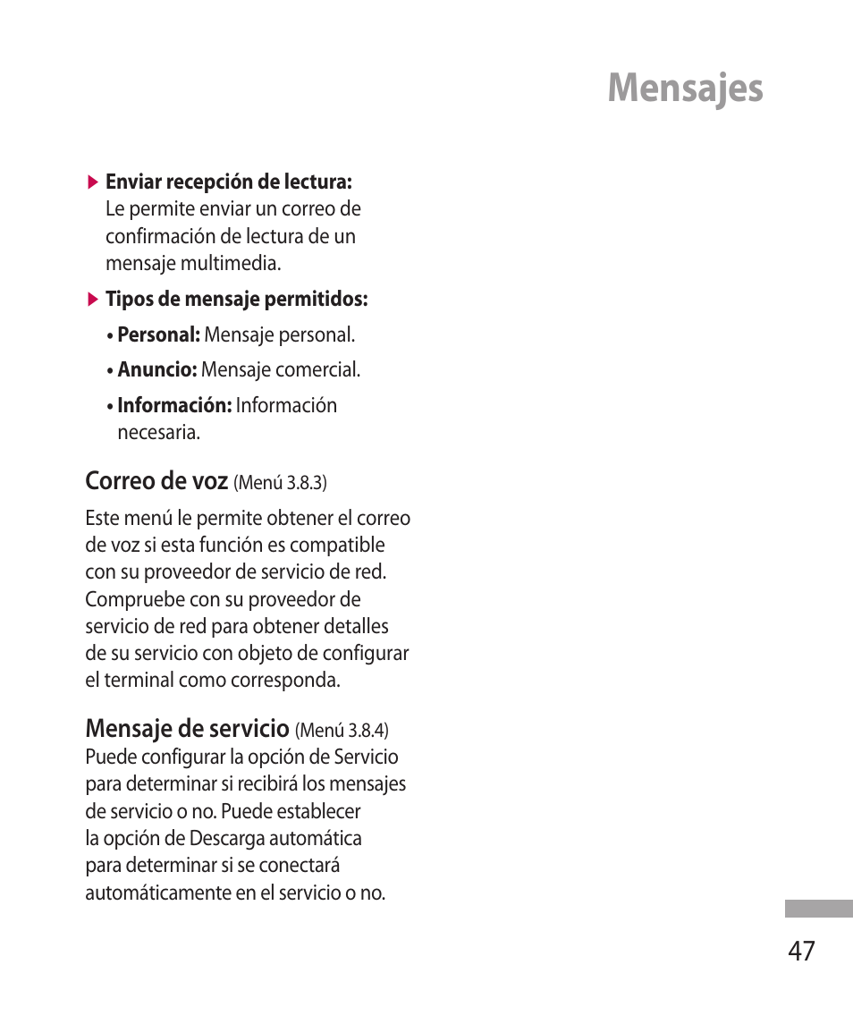 Mensajes | LG 600G User Manual | Page 143 / 204