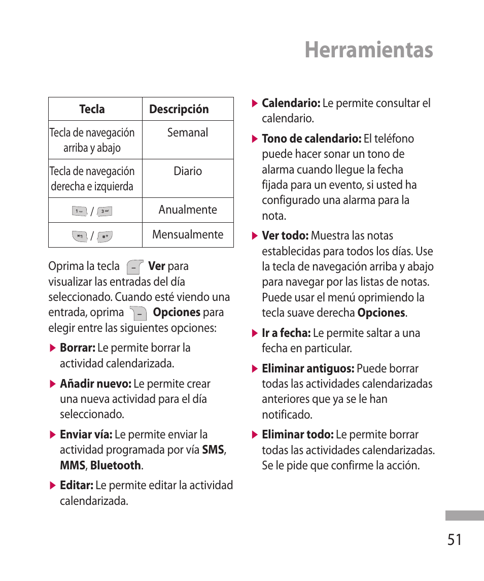 Herramientas | LG 600G User Manual | Page 147 / 204