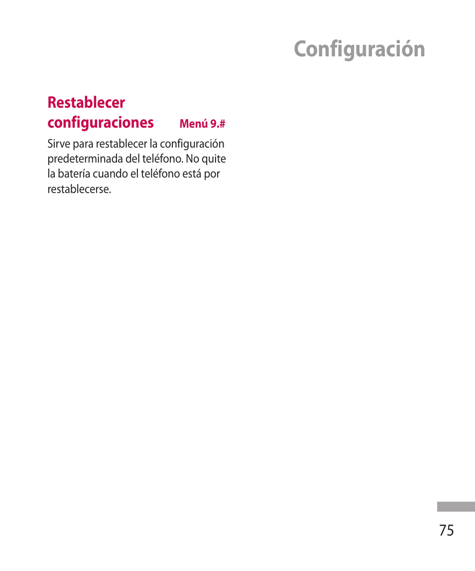 Configuración, Restablecer configuraciones | LG 600G User Manual | Page 171 / 204