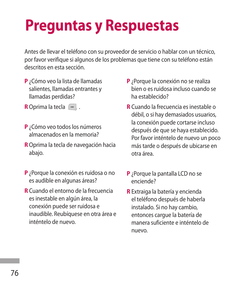 Preguntas y respuestas | LG 600G User Manual | Page 172 / 204