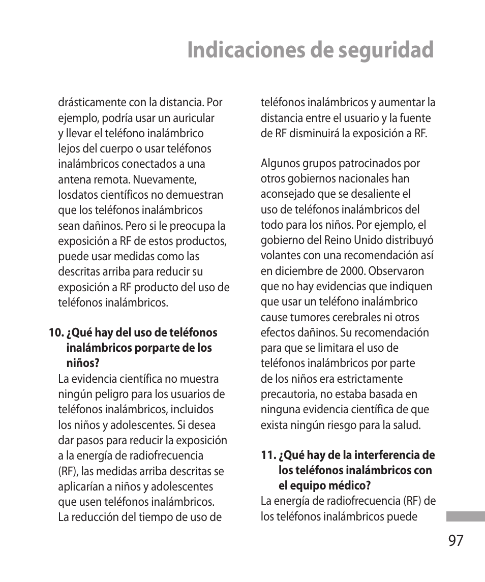 Indicaciones de seguridad | LG 600G User Manual | Page 193 / 204