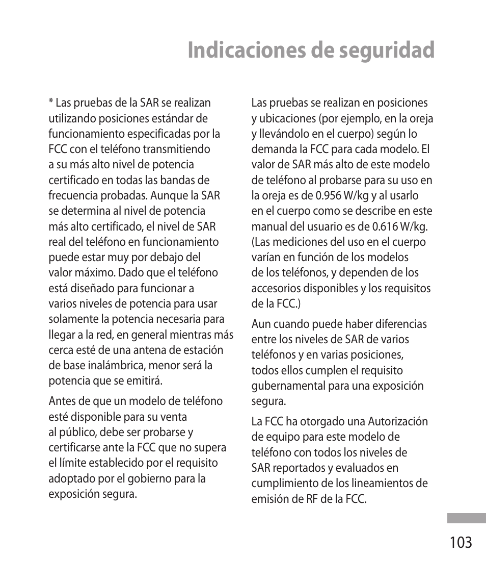 Indicaciones de seguridad | LG 600G User Manual | Page 199 / 204