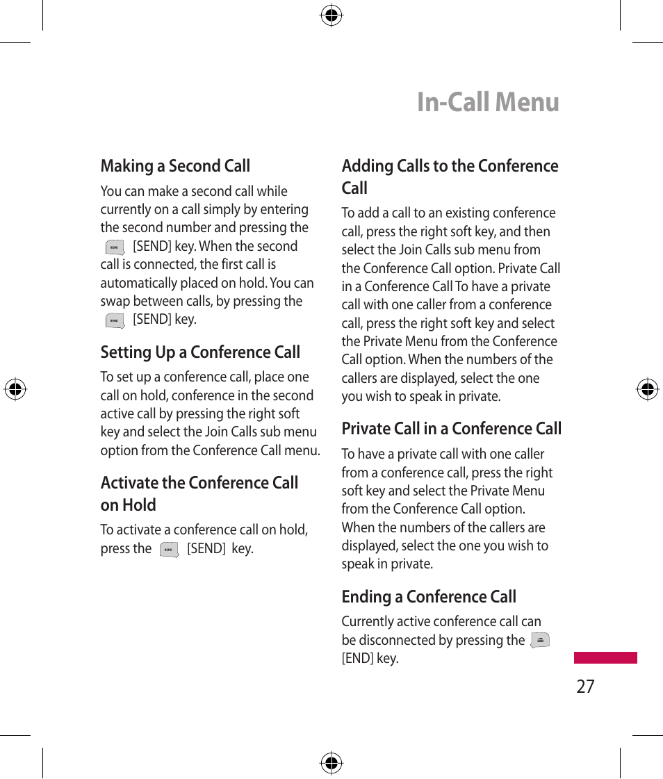 In-call menu | LG 600G User Manual | Page 29 / 204