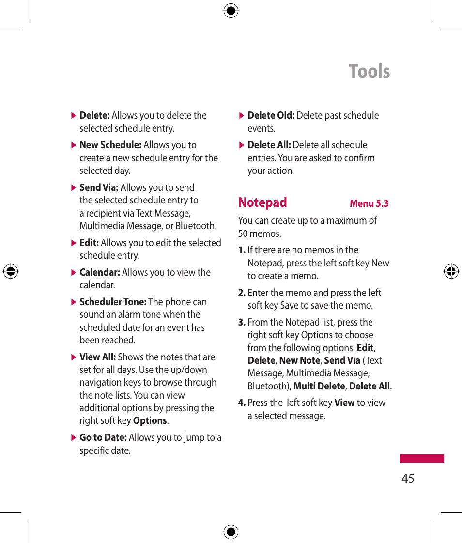 Tools | LG 600G User Manual | Page 47 / 204