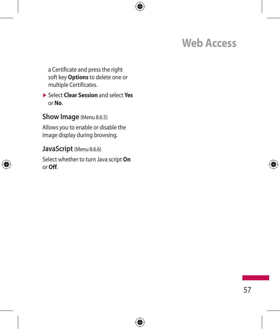 Web access | LG 600G User Manual | Page 59 / 204