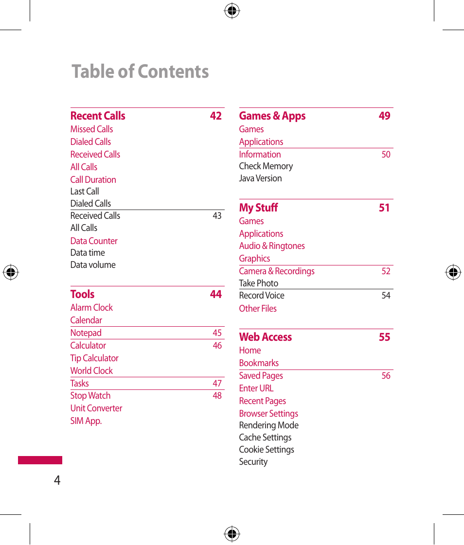 LG 600G User Manual | Page 6 / 204