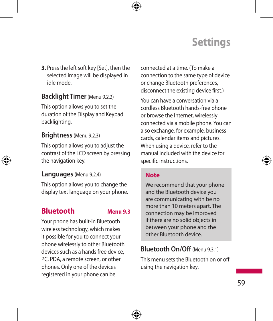 Settings, Bluetooth | LG 600G User Manual | Page 61 / 204