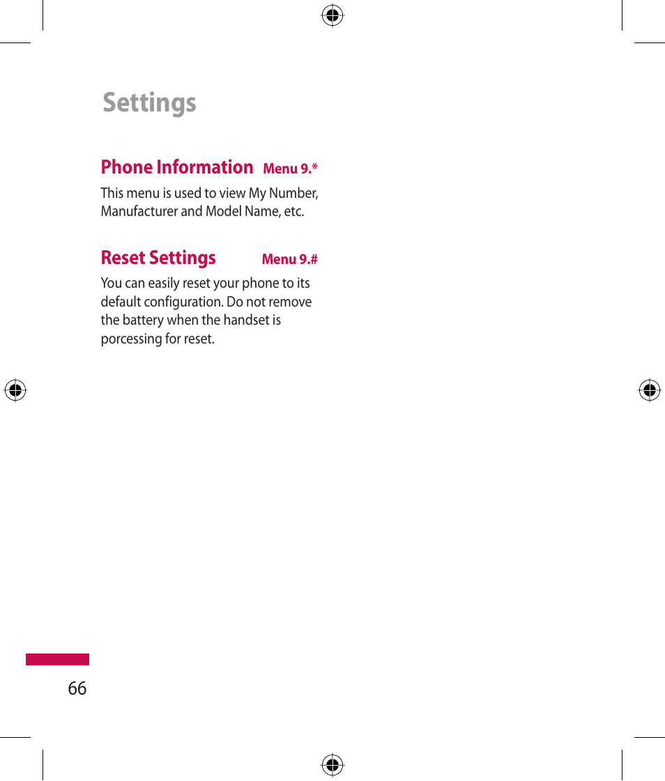 Settings | LG 600G User Manual | Page 68 / 204