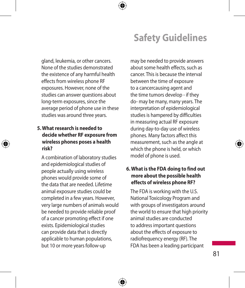 Safety guidelines | LG 600G User Manual | Page 83 / 204