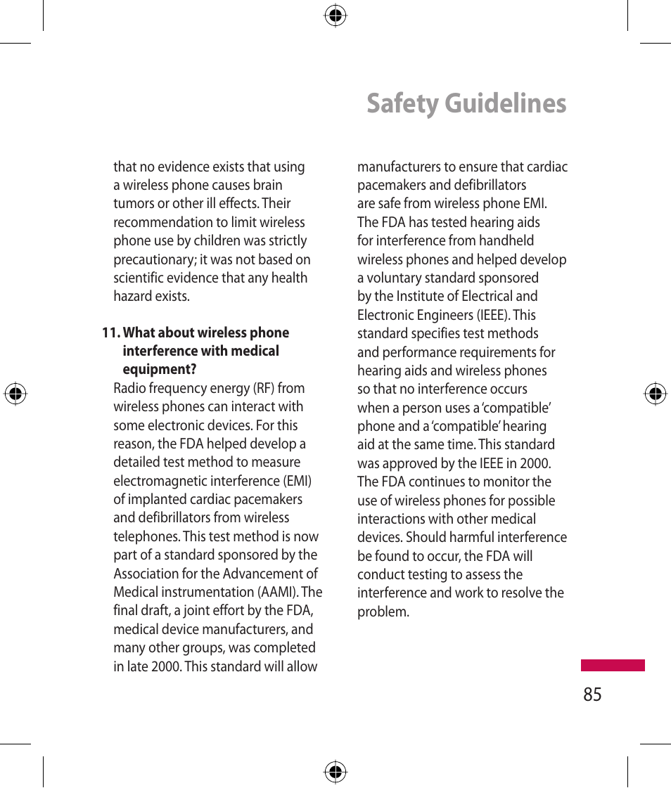 Safety guidelines | LG 600G User Manual | Page 87 / 204