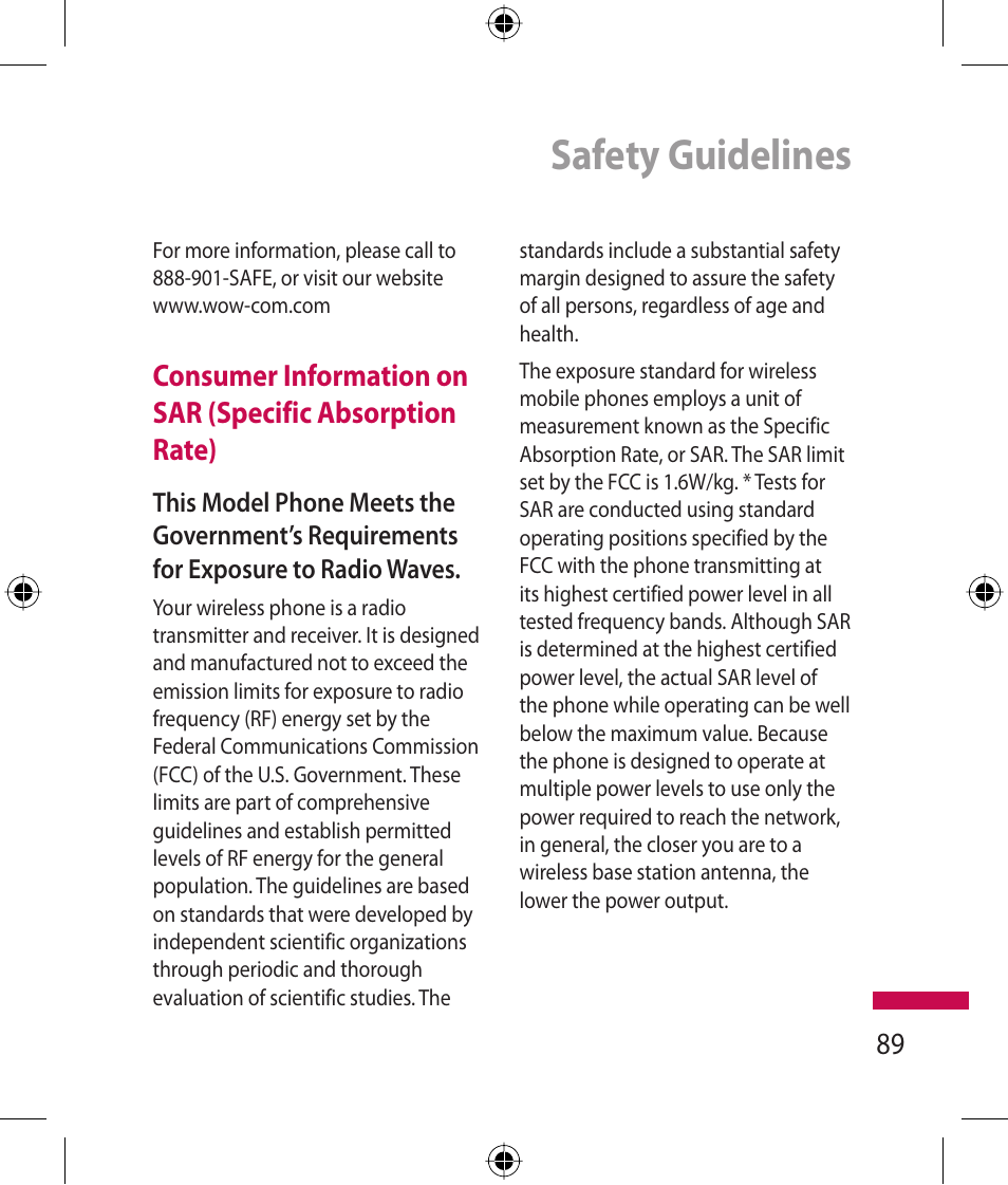 Safety guidelines | LG 600G User Manual | Page 91 / 204