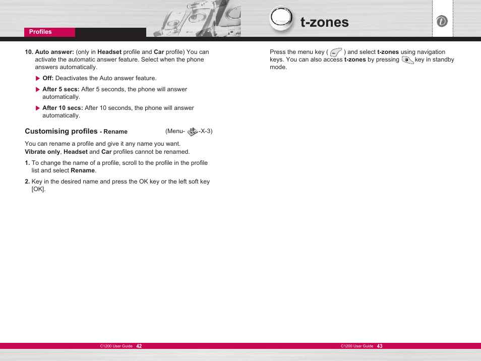 T-zones | LG C1200 User Manual | Page 22 / 49