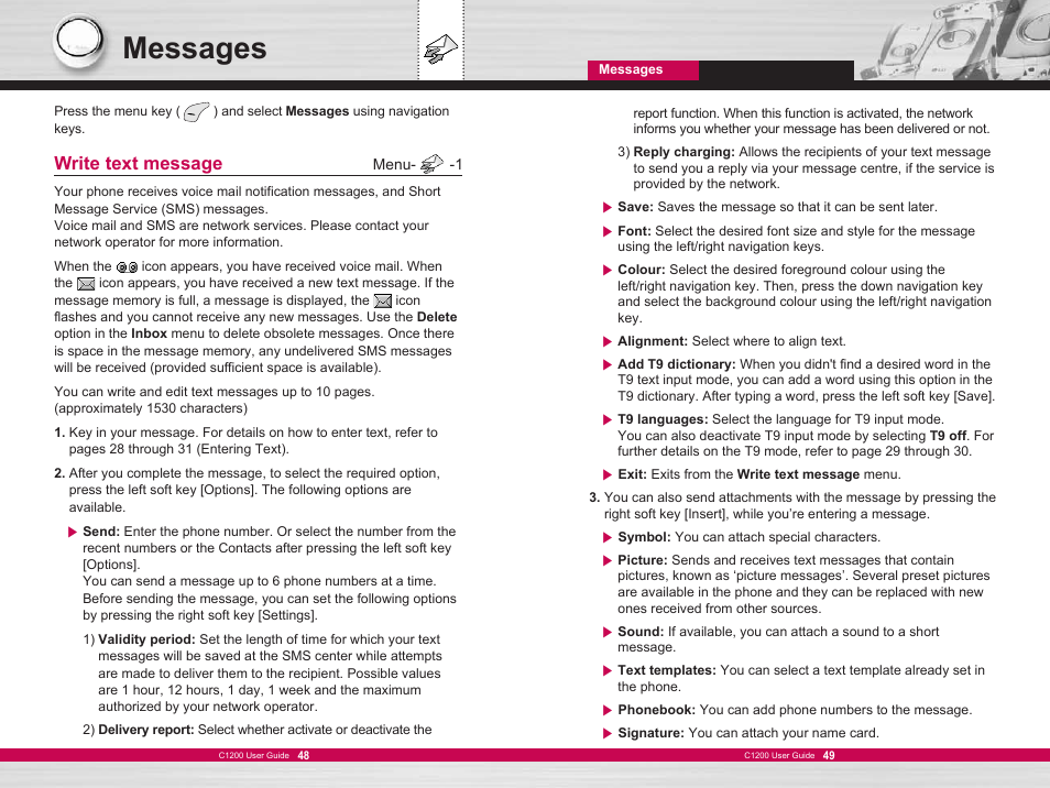 Messages, Write text message | LG C1200 User Manual | Page 25 / 49