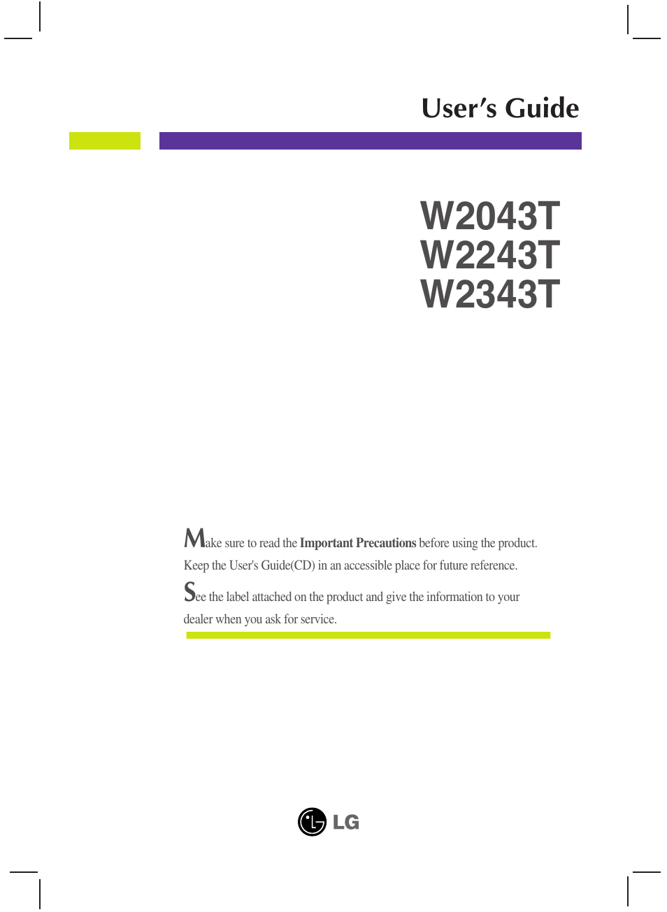 LG W2343T User Manual | 28 pages