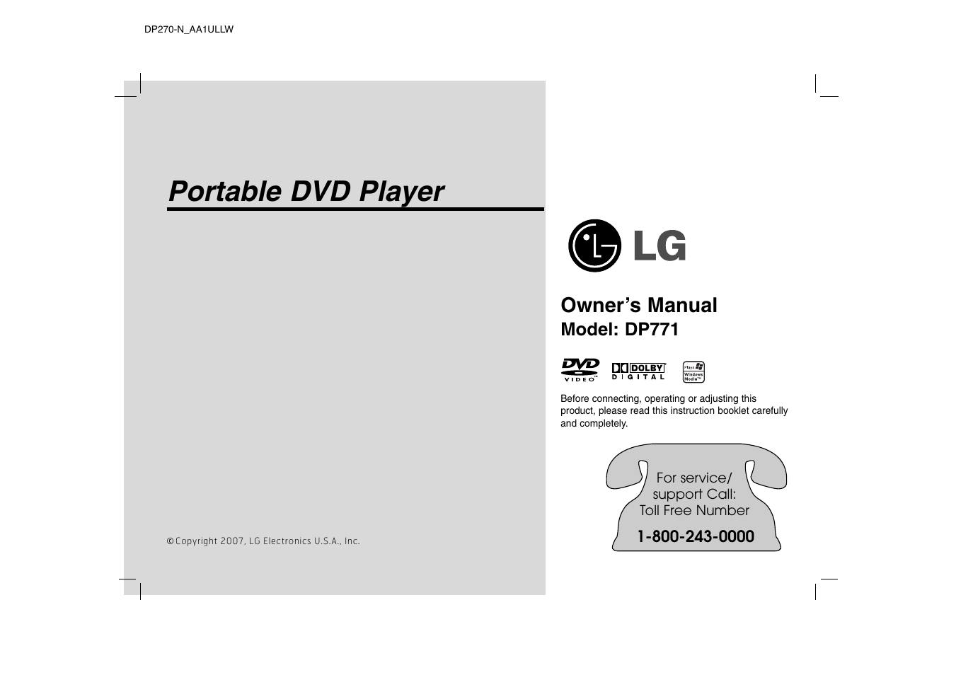 LG DP771 User Manual | 44 pages