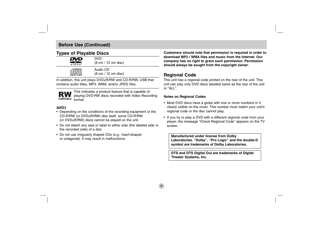LG DP771 User Manual | Page 8 / 44