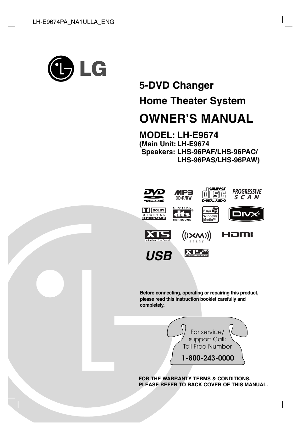 LG LH-E9674 User Manual | 40 pages