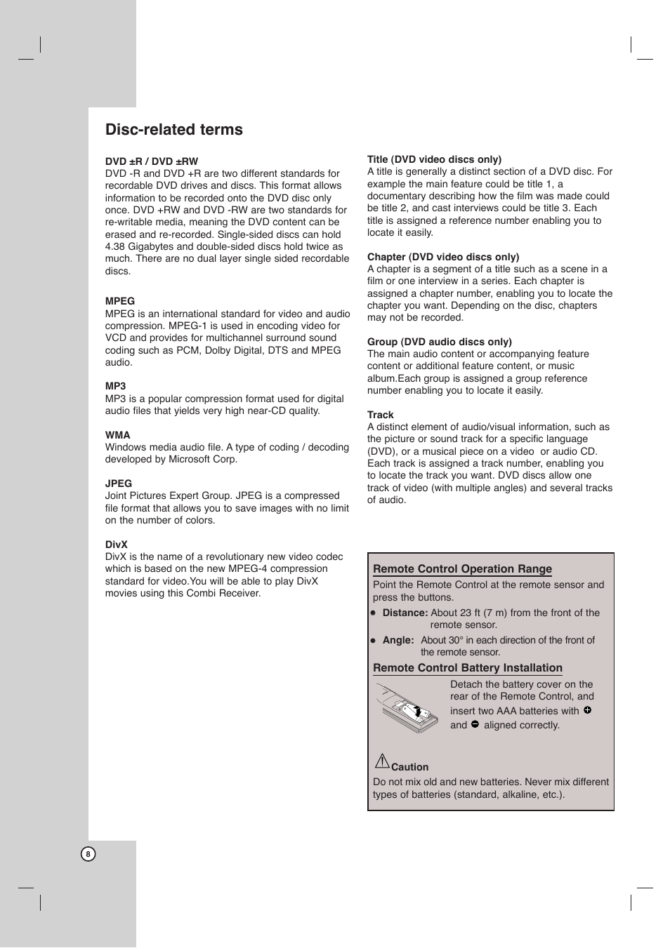 Disc-related terms | LG LHX-557 User Manual | Page 8 / 56
