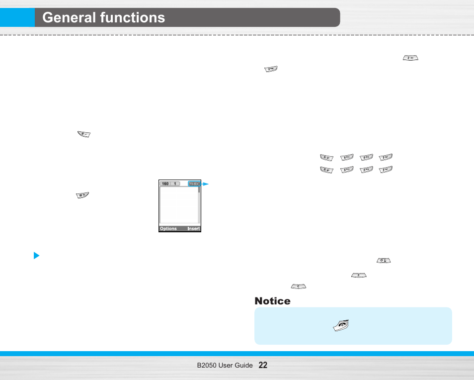 General functions | LG B2050 User Manual | Page 23 / 73