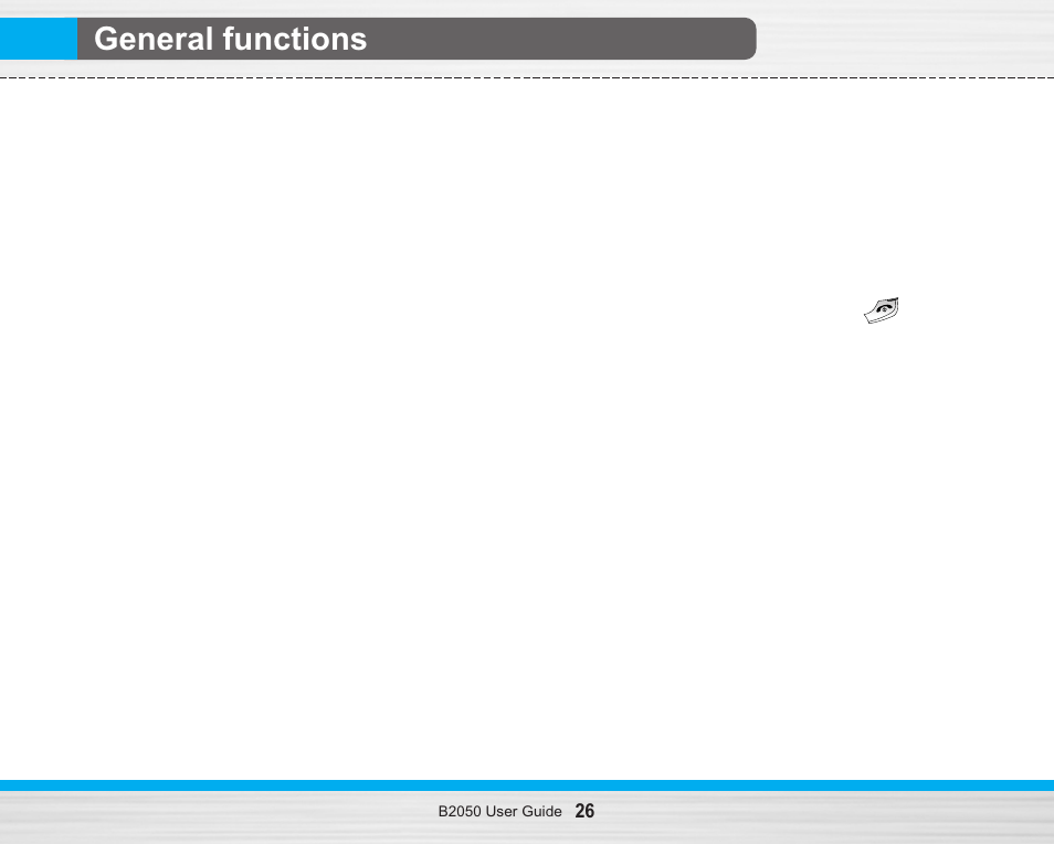 General functions | LG B2050 User Manual | Page 27 / 73