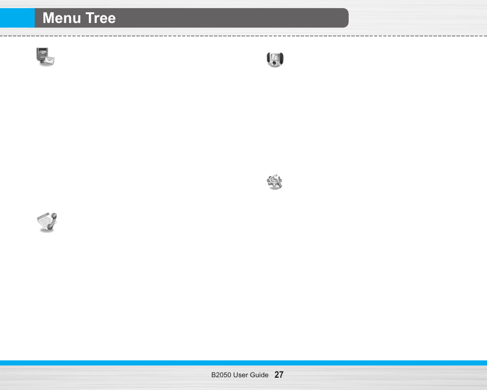 Menu tree | LG B2050 User Manual | Page 28 / 73