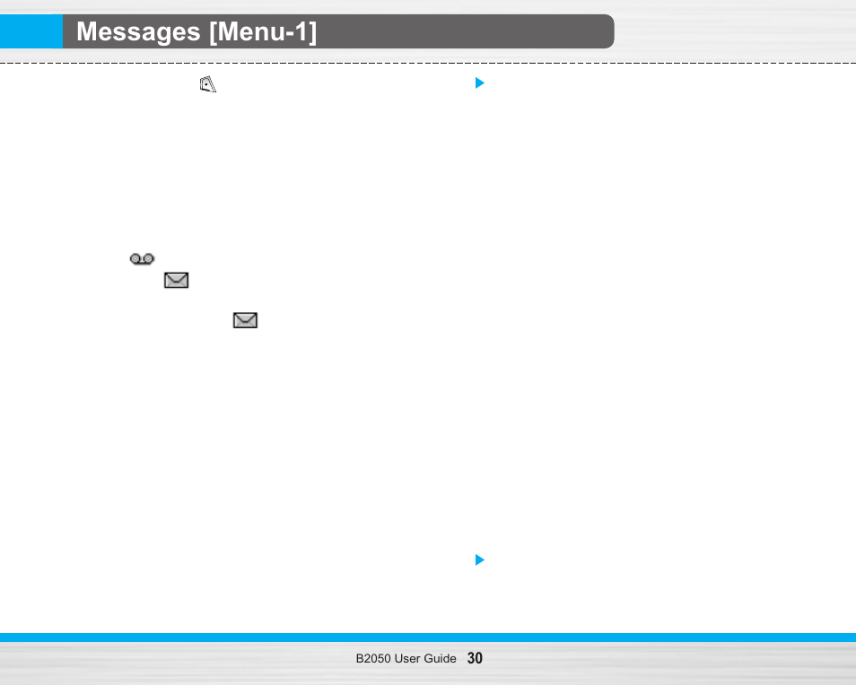 Messages [menu-1, Write text message [menu-1-1 | LG B2050 User Manual | Page 31 / 73