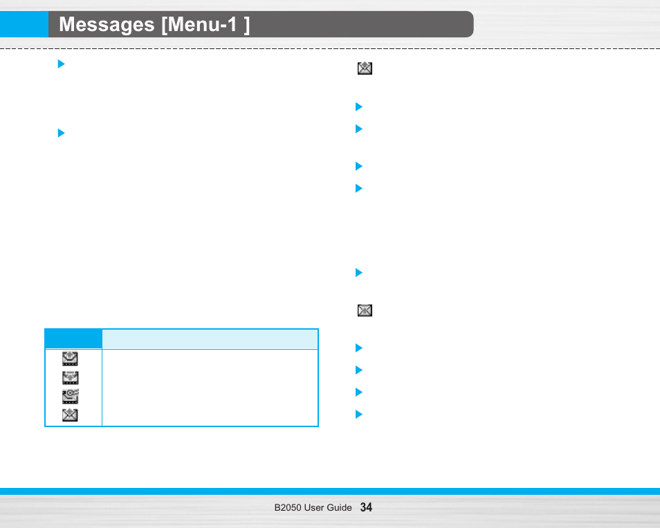 Messages [menu-1, Outbox [menu-1-4 | LG B2050 User Manual | Page 35 / 73