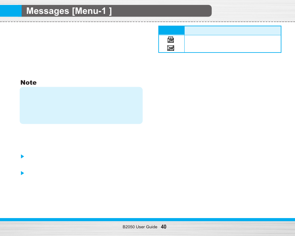 Messages [menu-1 | LG B2050 User Manual | Page 41 / 73