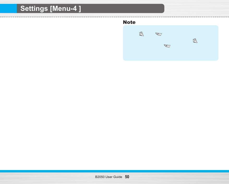 Settings [menu-4 | LG B2050 User Manual | Page 51 / 73