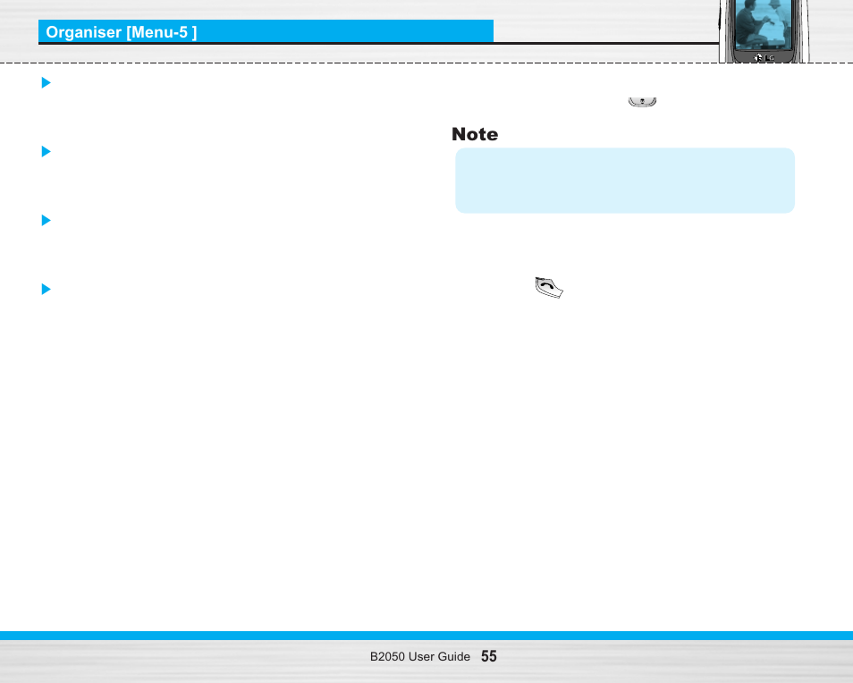 Phonebook [menu-5-3 | LG B2050 User Manual | Page 56 / 73