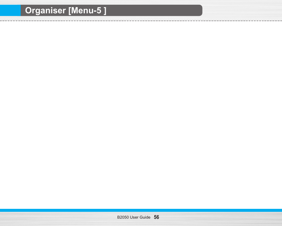 Organiser [menu-5 | LG B2050 User Manual | Page 57 / 73