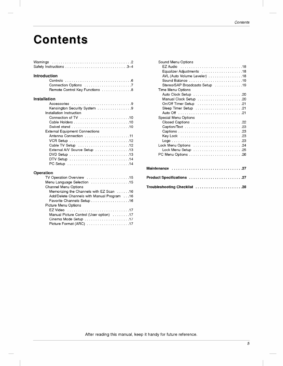 LG 23LX2R User Manual | Page 5 / 32