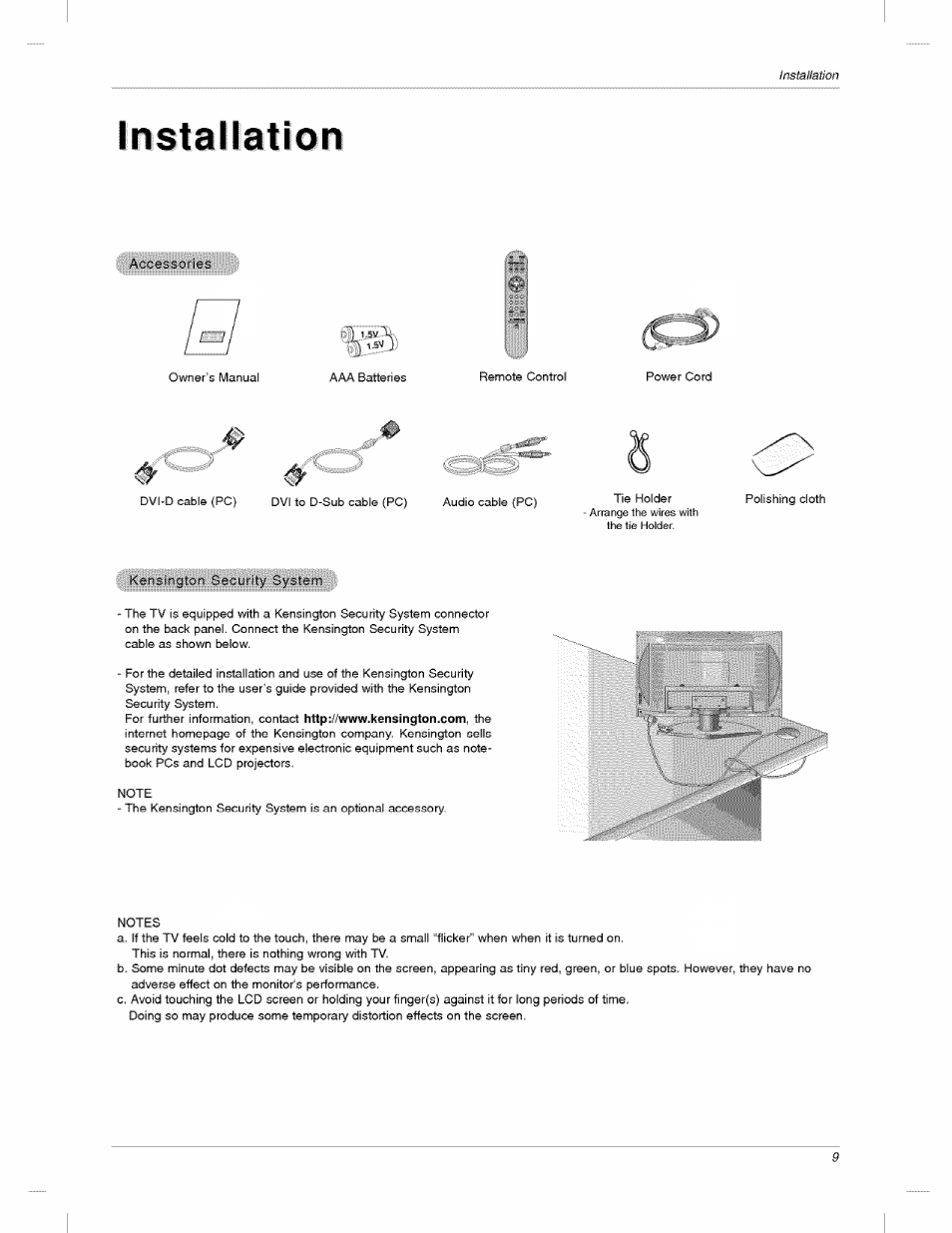 Installation | LG 23LX2R User Manual | Page 9 / 32