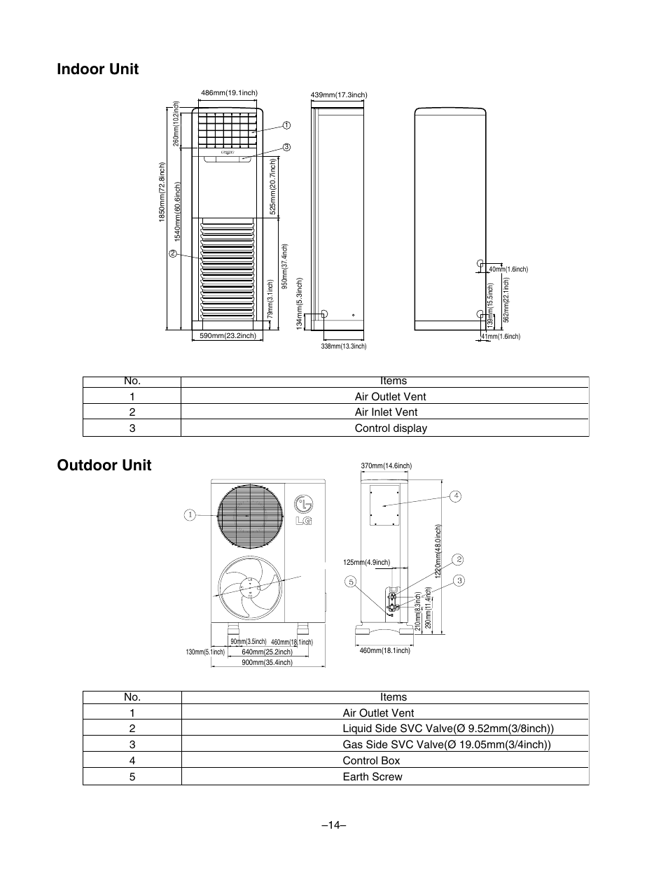 Indoor unit outdoor unit | LG LF300CP(LP-C303R20) User Manual | Page 14 / 47