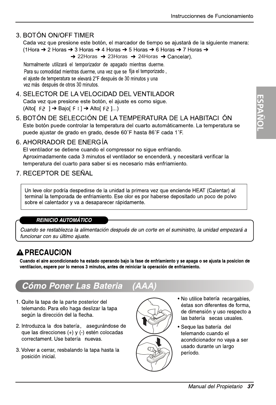 Esp añol | LG LW701 HR User Manual | Page 37 / 44