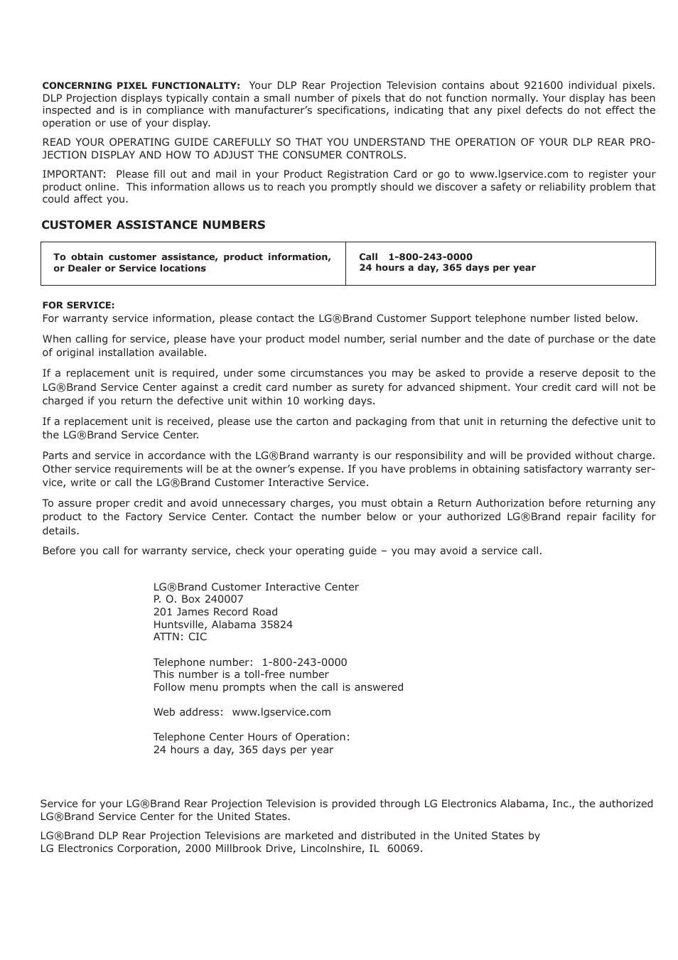LG RU-52SZ61D User Manual | Page 59 / 60
